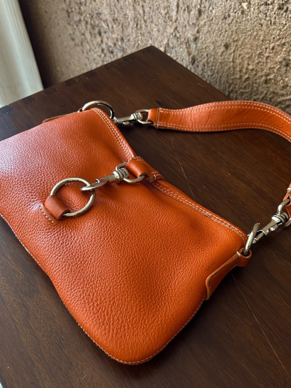 Miu Miu Vintage Pebbled Leather Shoulder Bag | Cognac Orange | Made in Italy - Picture 4 of 14
